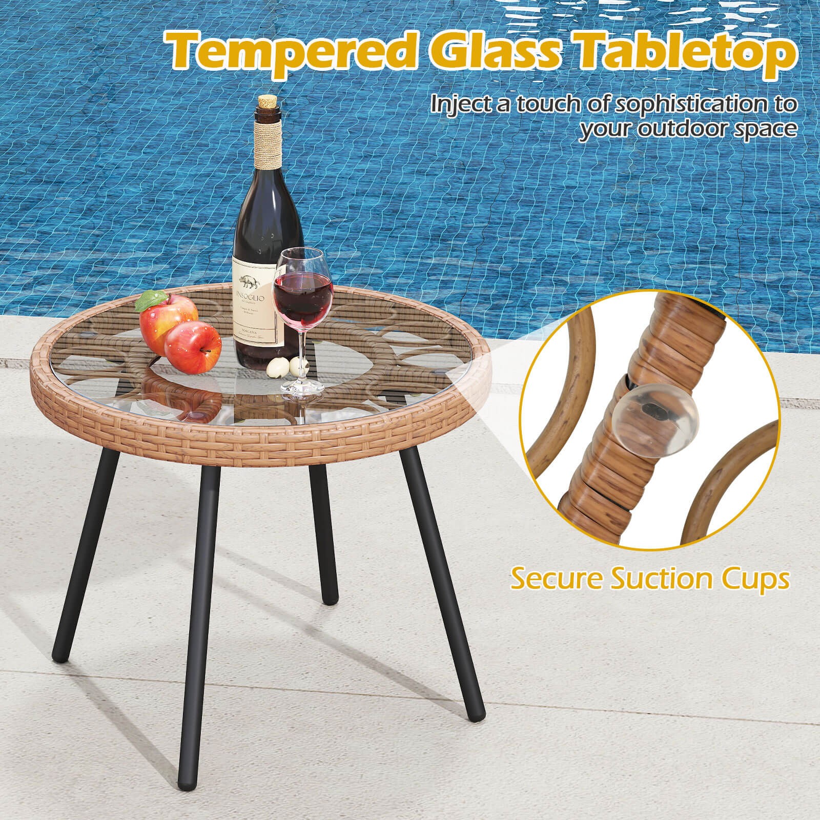 3 Piece Patio Bistro Set w/Heavy Duty Metal Frame for Balcony Garden & Poolside