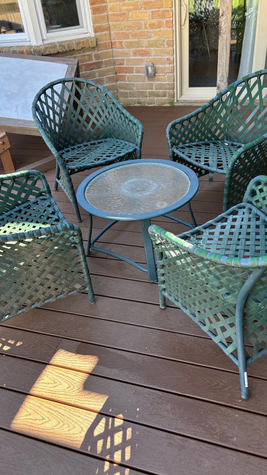 Brown Jordan Five Piece Patio Set Green Weave