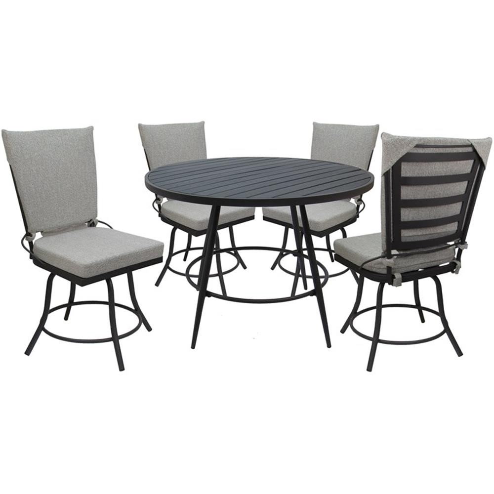 Pemberly Row Outdoor or Indoor Patio Dining Set – without Arms in White & Gray