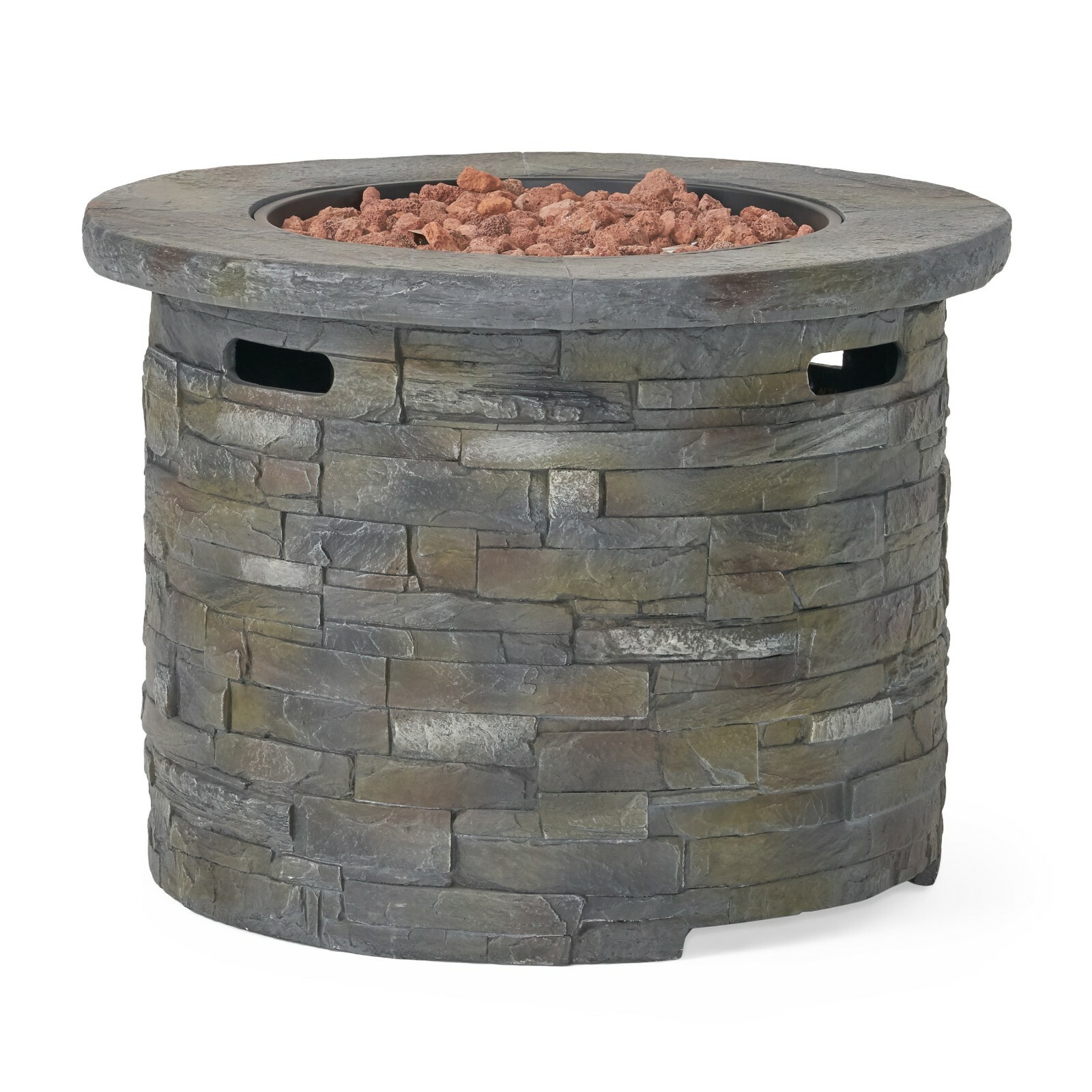 Stonecrest Outdoor Stone Finish 40,000 BTU Propane Gas Firepit