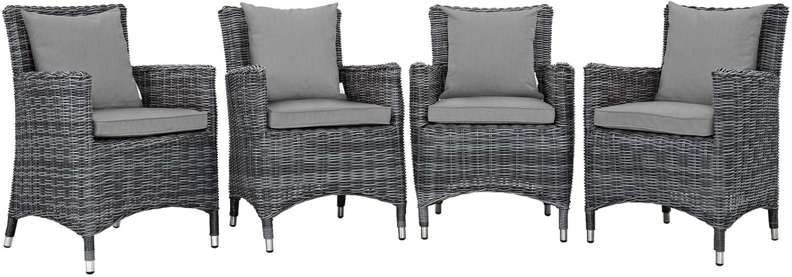 4-Piece Sunbrella Outdoor Dining Set in Canvas Gray and Red
