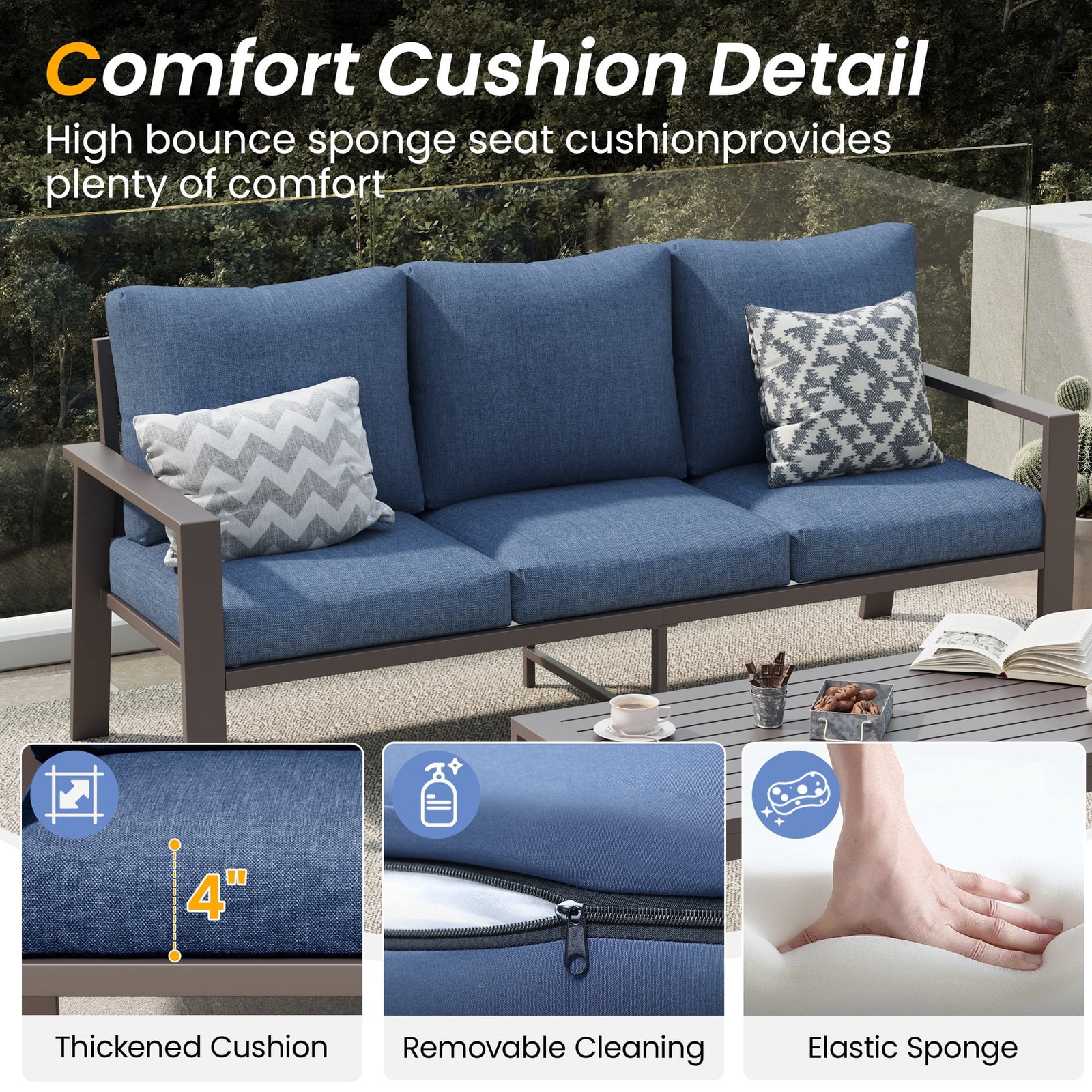 Aluminum Patio Furniture Set, Contemporary Outdoor Couch Set, Aluminum Patio Con
