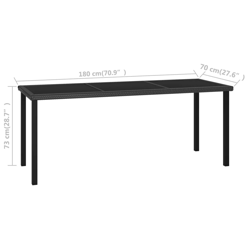NNEVL Garden Dining Table Black 180x70x73 cm Poly Rattan