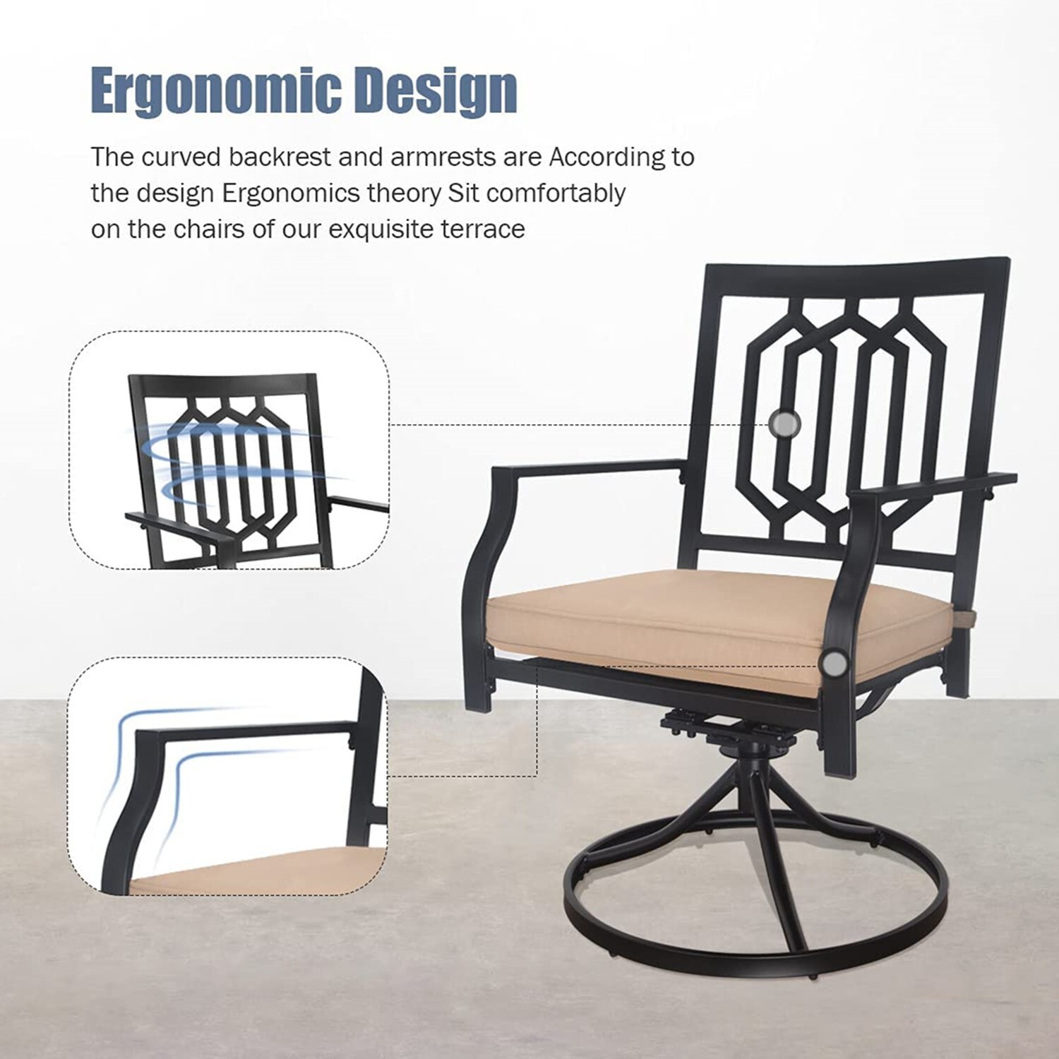 5 Piece Outdoor Furniture Set with Gas Fire Pit Table Patio Swivel Chairs