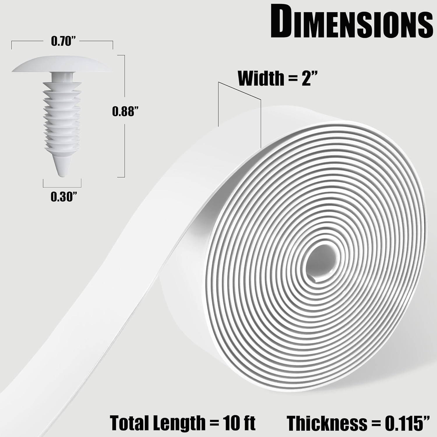 Vinyl Straps for Patio Chair Repair Kit 2” 10 Ft strap + 20 rivets, White