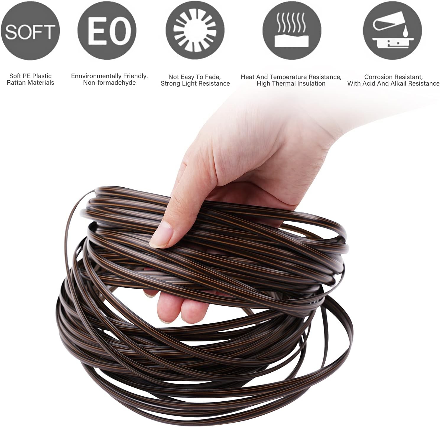 Wicker Repair Material， Flat Synthetic Rattan Weaving Material Plastic Rattan…