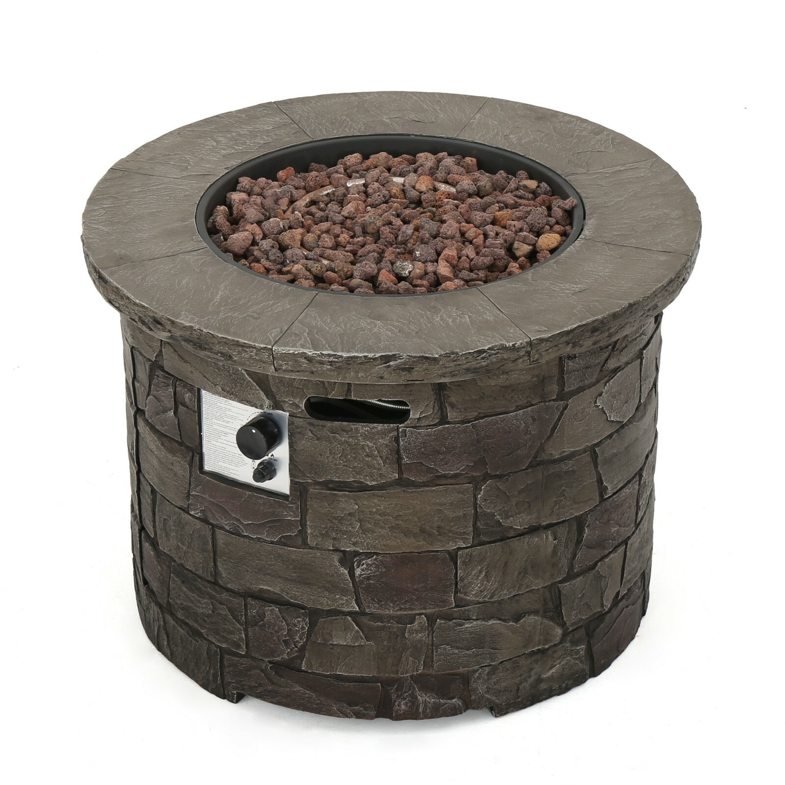 Stonecrest Outdoor Stone Finish 40,000 BTU Propane Gas Firepit