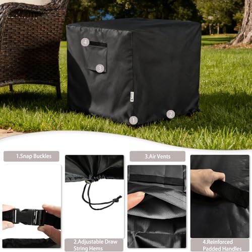 Patio Wicker Side Table Cover,22W x 22″W x 22″D x 18″H Black – Ottoman Cover