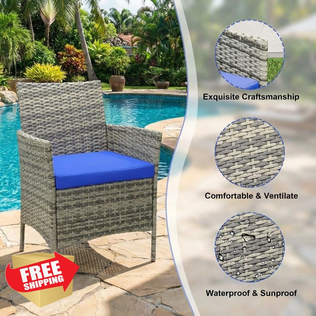 Garvee Patio Furniture 3 Pieces Gray/blue