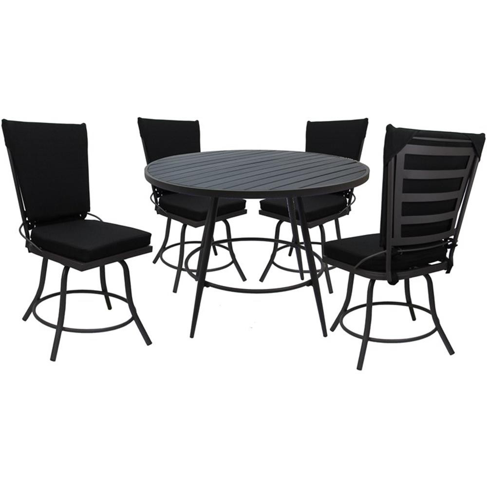 Pemberly Row Outdoor or Indoor Patio Dining Set – without Arms in Black & Gray