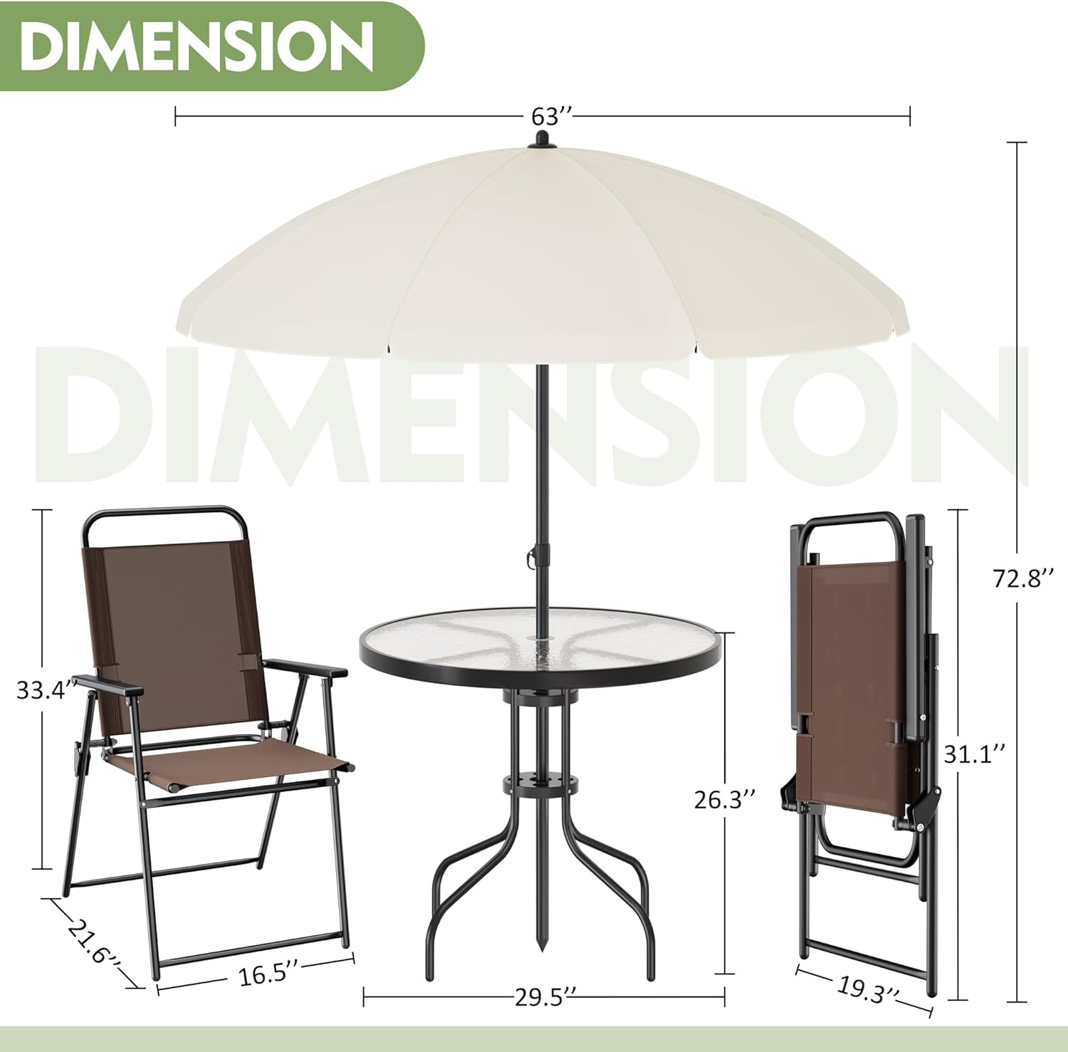 6 Piece Outdoor Patio Furniture Set, Small Outdoor Patio Dining Table and Chairs