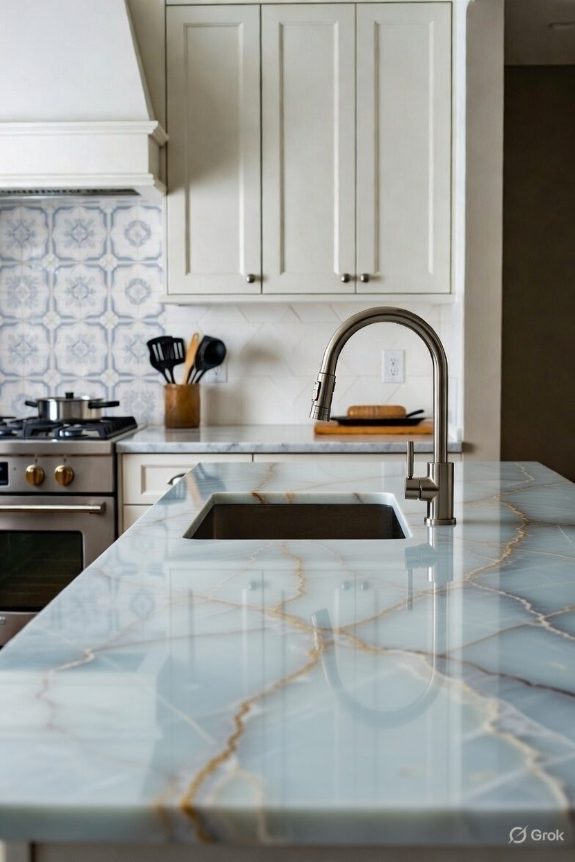 Blue Onyx Countertop Slab – Natural Luxury Stone for Kitchen & Bathroom
