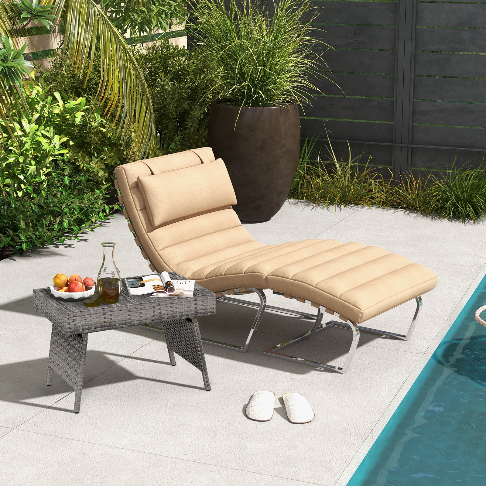 Folding Patio Rattan Wicker Side Table End Coffee Table Portable Garden Mix Grey