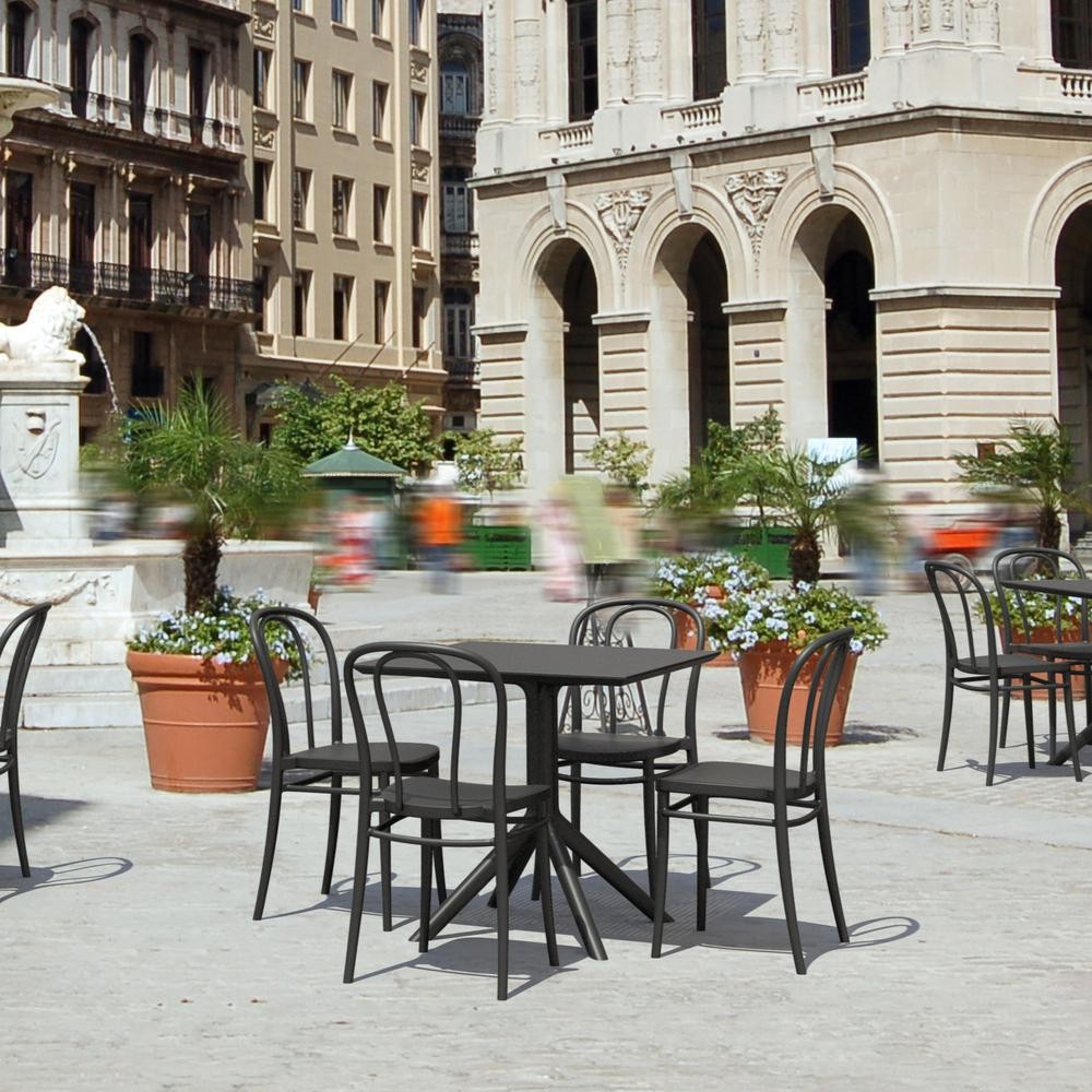 Victor Patio Dining Set with 4 Chairs Black