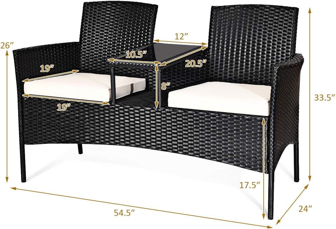Ergonomic Wicker Outdoor Furniture Set—Removable Cushions & Chat Table Included