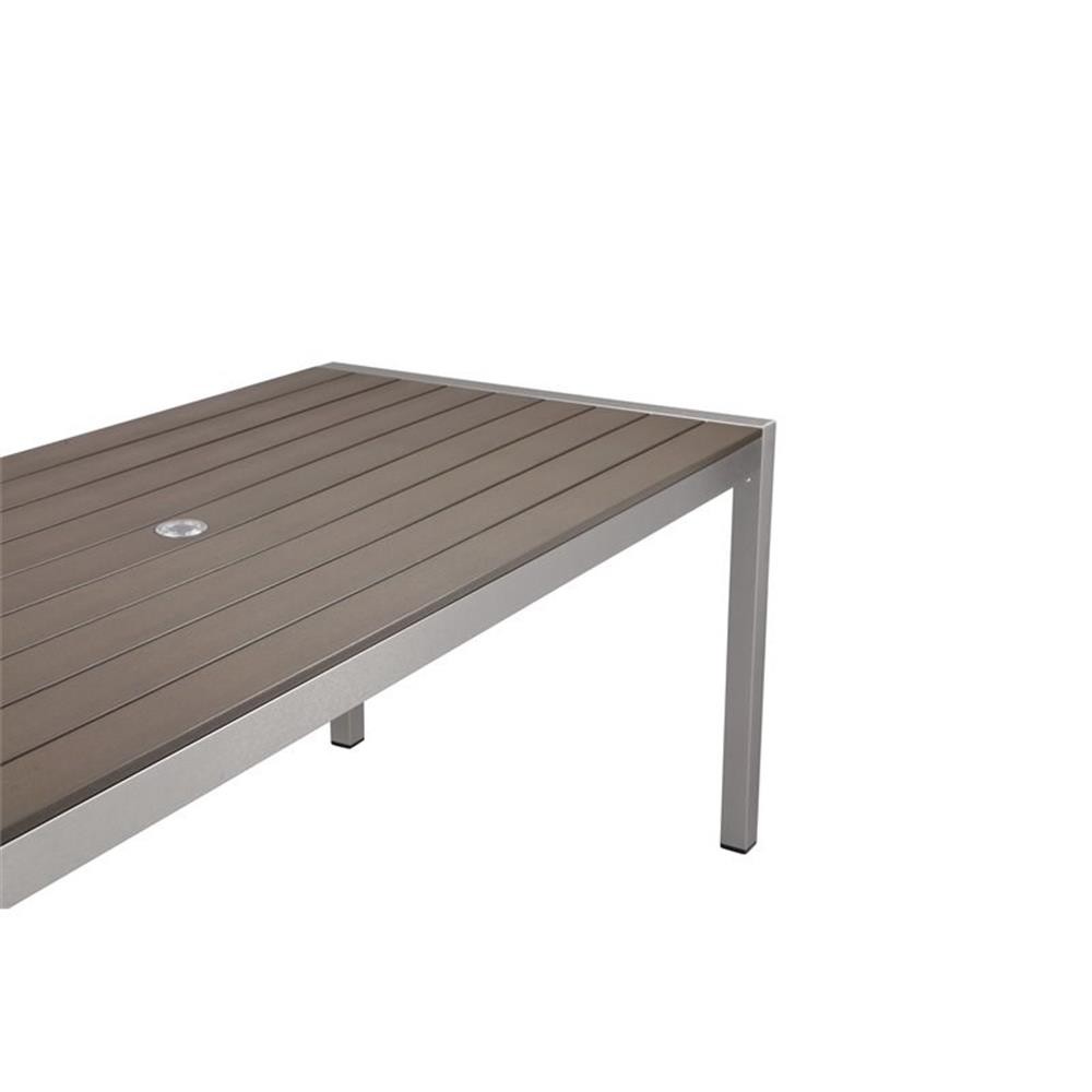 Pemberly Row Contemporary 71″ Aluminum Patio Dining Table in Gray