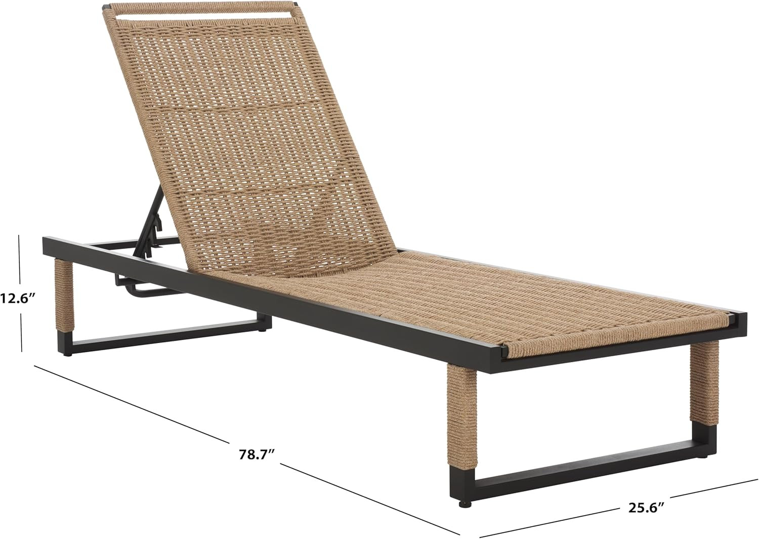 SAFAVIEH Outdoor Patio Furniture Collection – Arman Black Metal & Heather Tan Ro