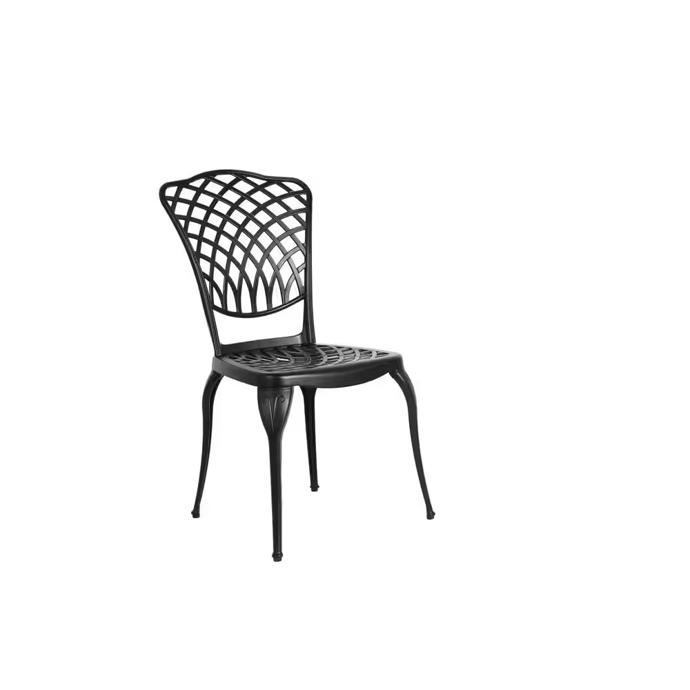 Black 3-Piece Aluminium Outdoor Serving Bistro Set, 2 Chairs and 1 round Table f