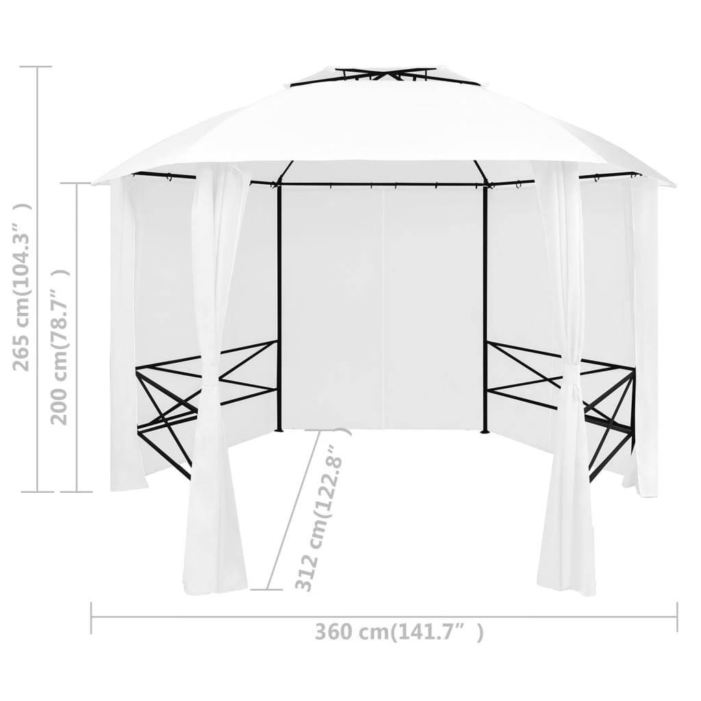 Garden Marquee with Curtains 141.7″x122.8″x104.3″ White 0.6 oz/ft²