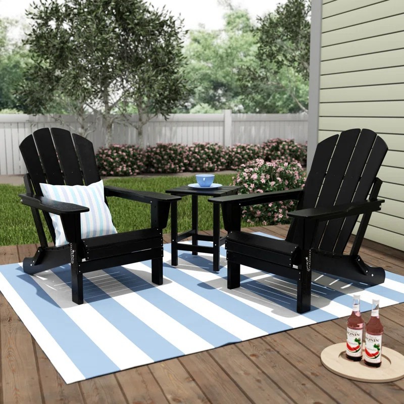 Foldable Adirondack Chairs Table Set HDPE Recycled Plastic Outdoor Weather