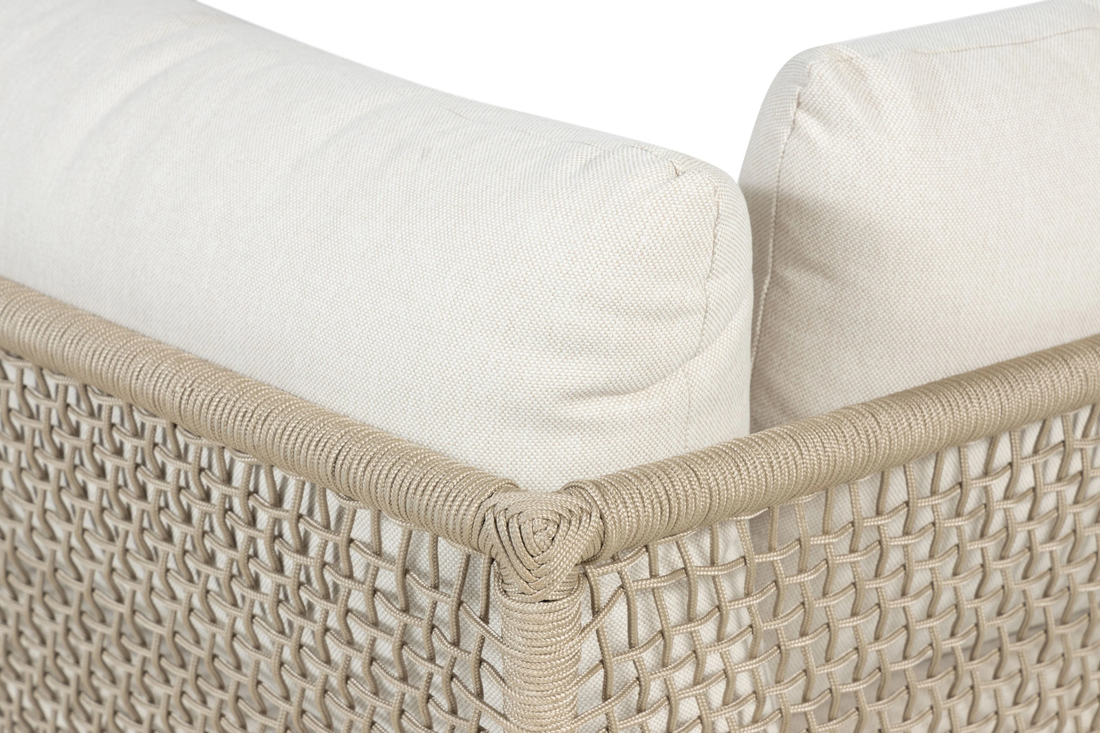Cypress Teak Wood 128″ Sofa with Beige Color Rope Design Sofa