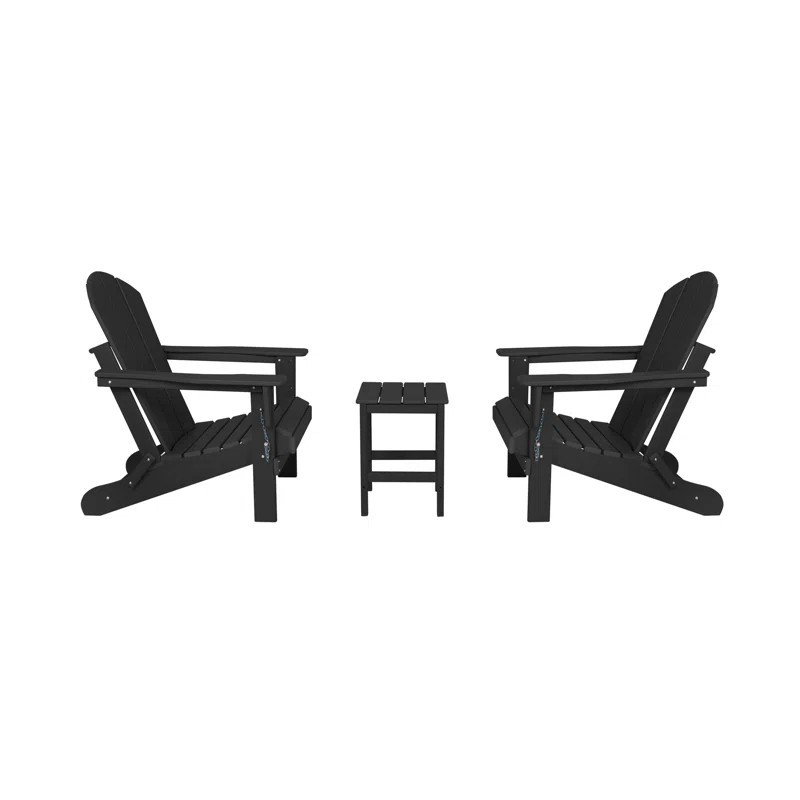 Foldable Adirondack Chairs Table Set HDPE Recycled Plastic Outdoor Weather