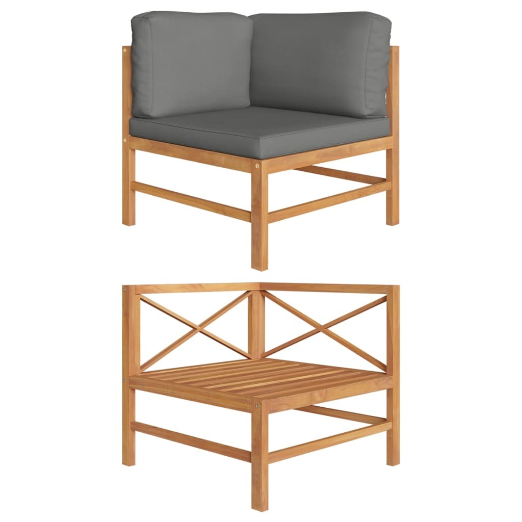 Sectional Sofa Patio Modular Seat with Cushions and Table Solid Teak Wood vidaXL