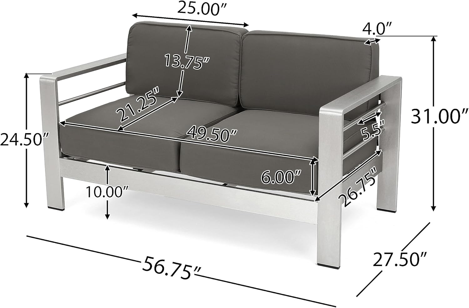 Cape Coral 5-Pc Outdoor Chat Set with Fire Table – Khaki & Dark Grey