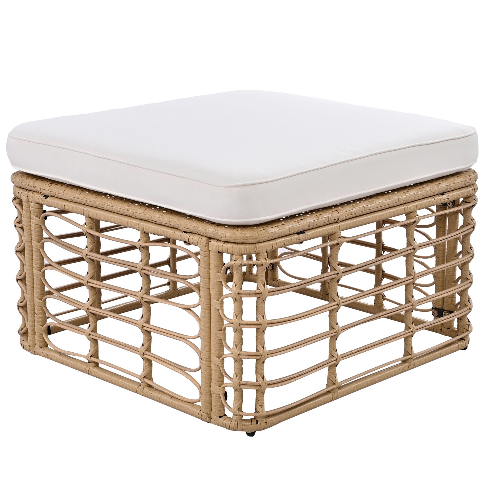 7-Piece Outdoor Patio Rattan Sofa Set with Cushions, Beige