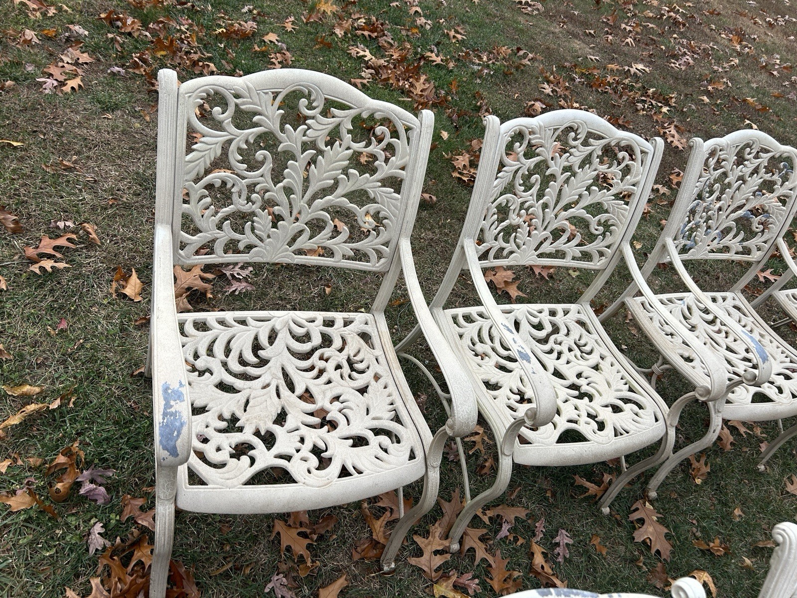 Beautiful Cast Aluminum Patio Set 8 Chairs And Table Stand *