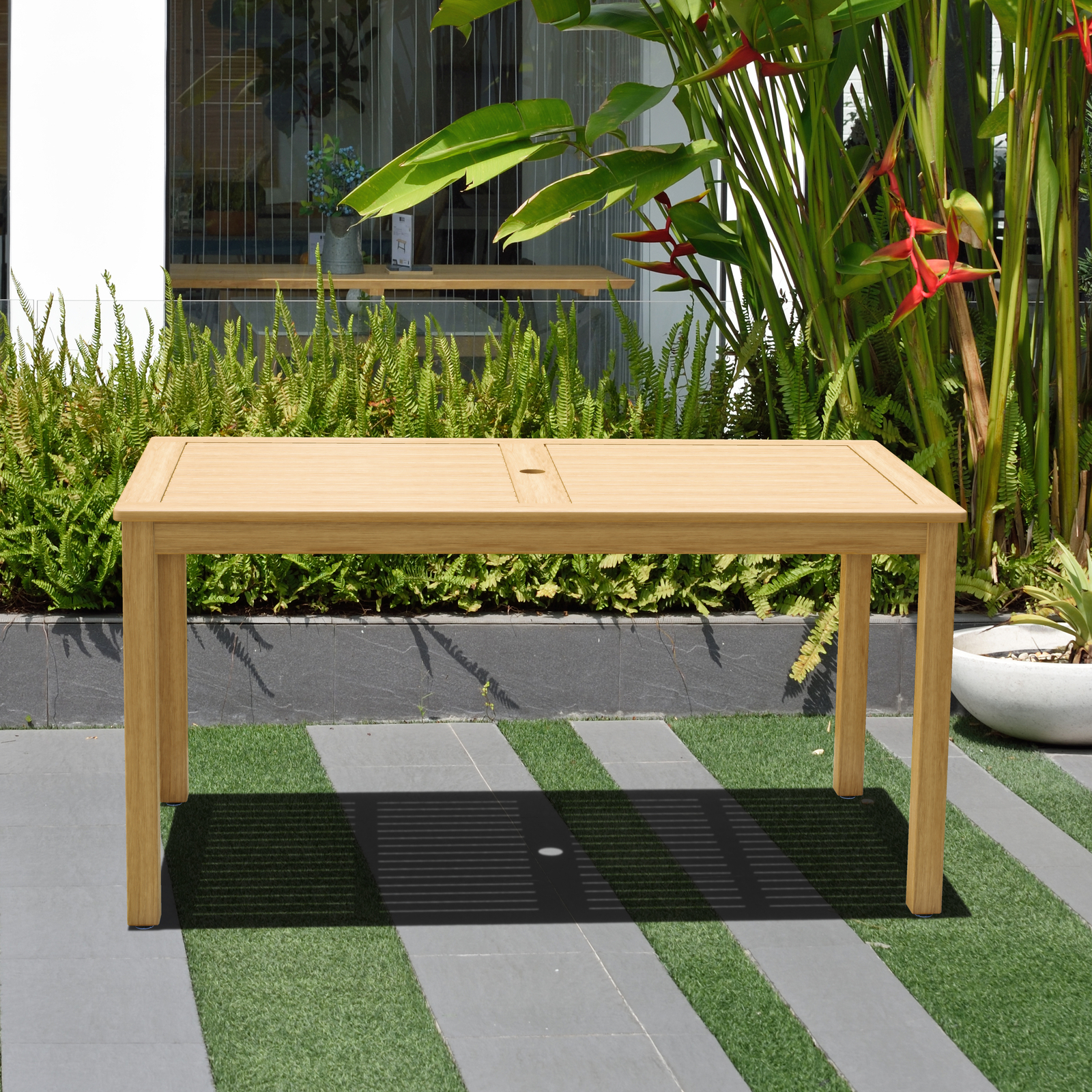 Amazonia Neuvy 7-Piece Outdoor Dining Set | Teak Finish | White Chairs