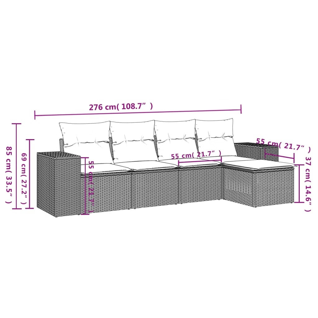 Garden Sofa Set Beige PE Rattan Medium Modular Garden Sofa Set