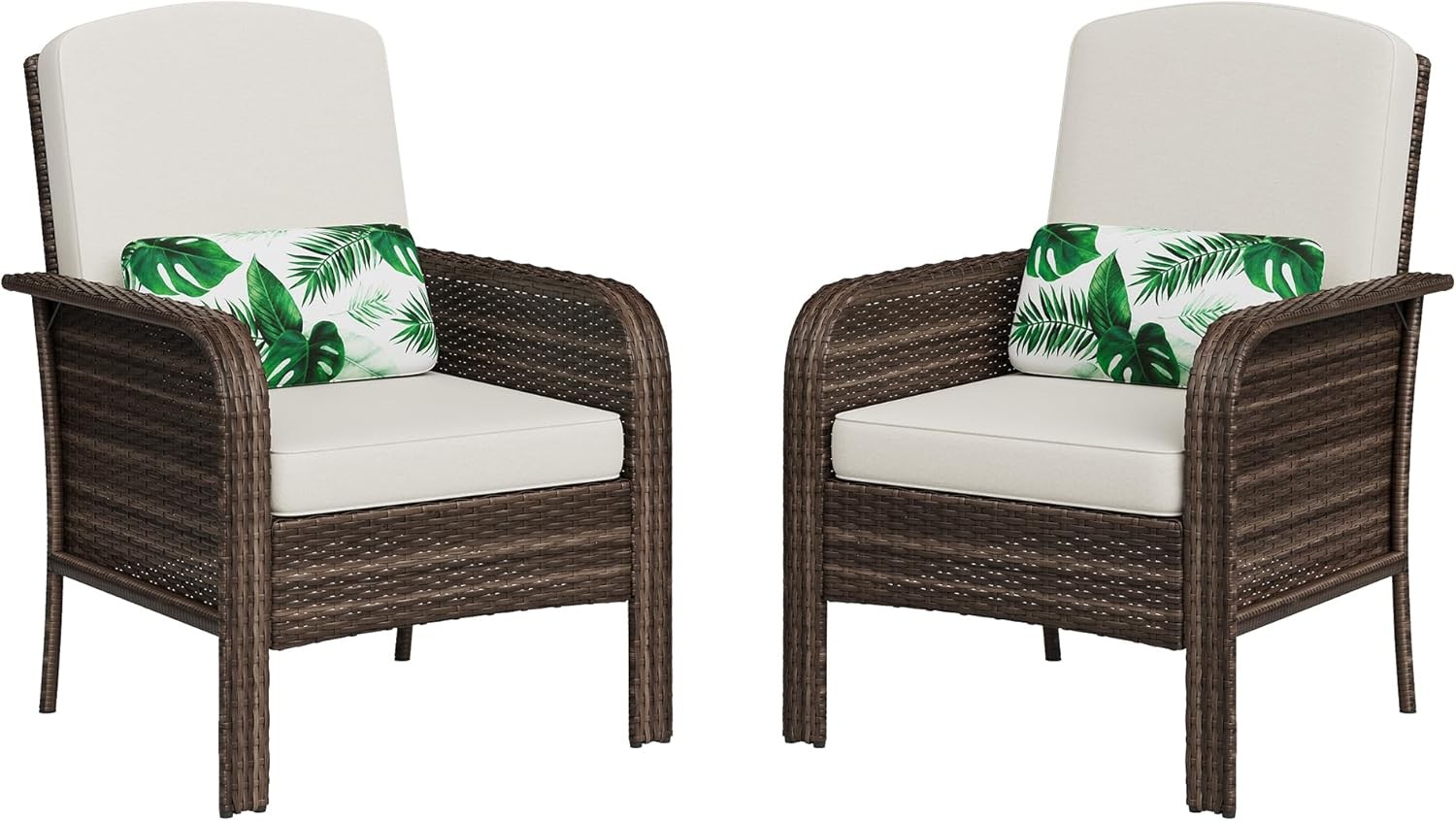 2PCS Outdoor Patio Rattan Conversation Furniture Set Wicker Chair w/ Cushion