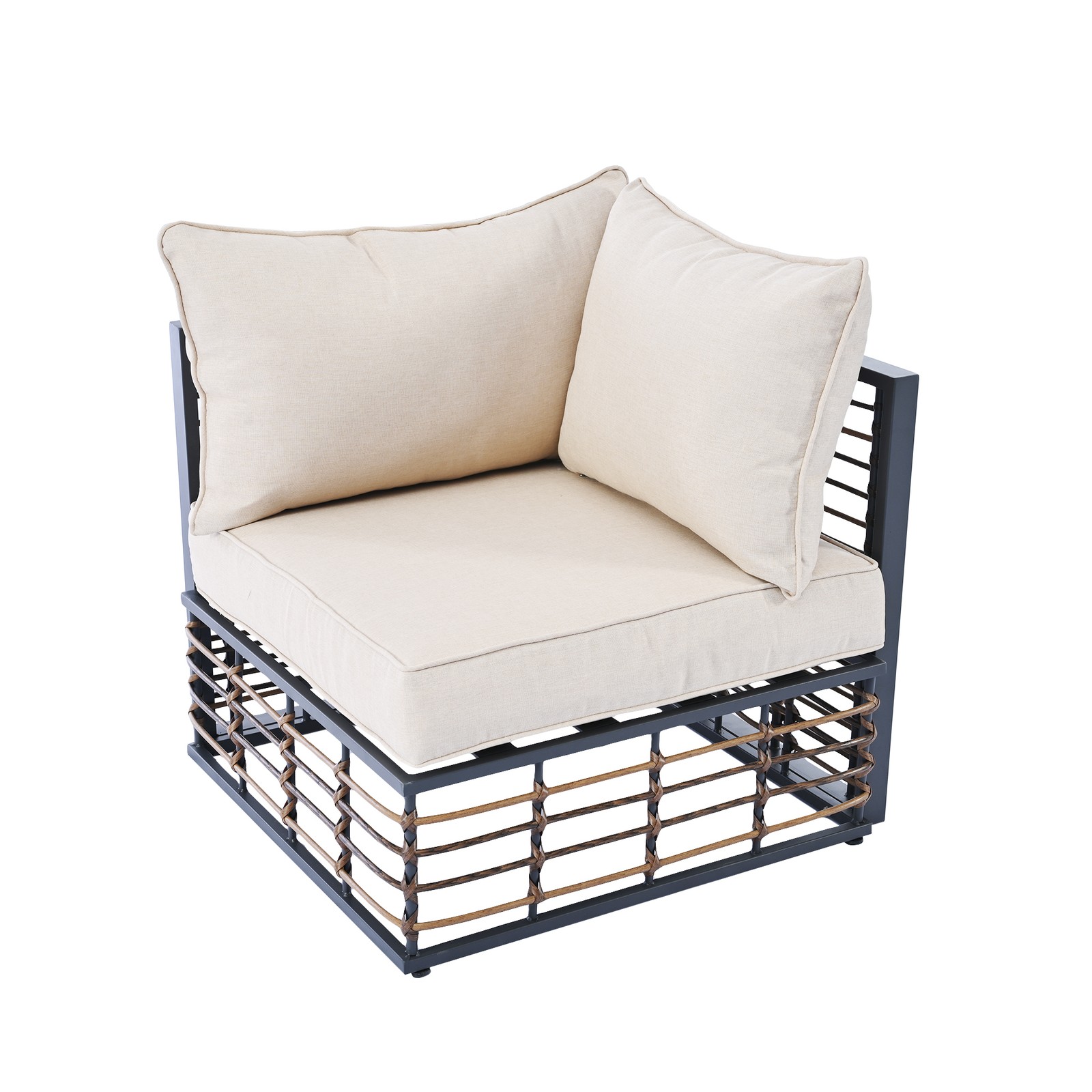 7-Piece Metal Patio Sectional Sofa Set with Coffee Table – Dark Grey
