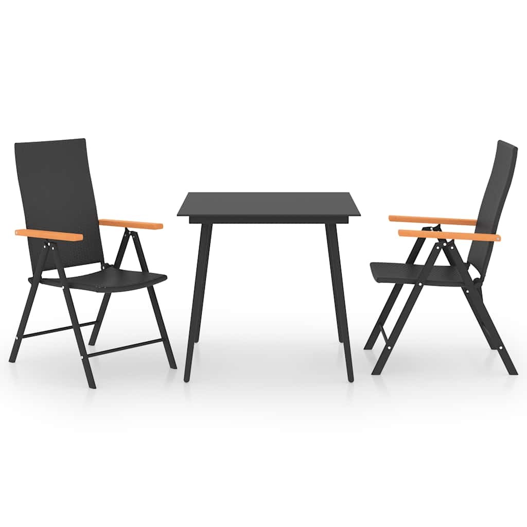 Patio Dining Set Outdoor Dining Table and Chair 3 Piece Black and Brown vidaXL