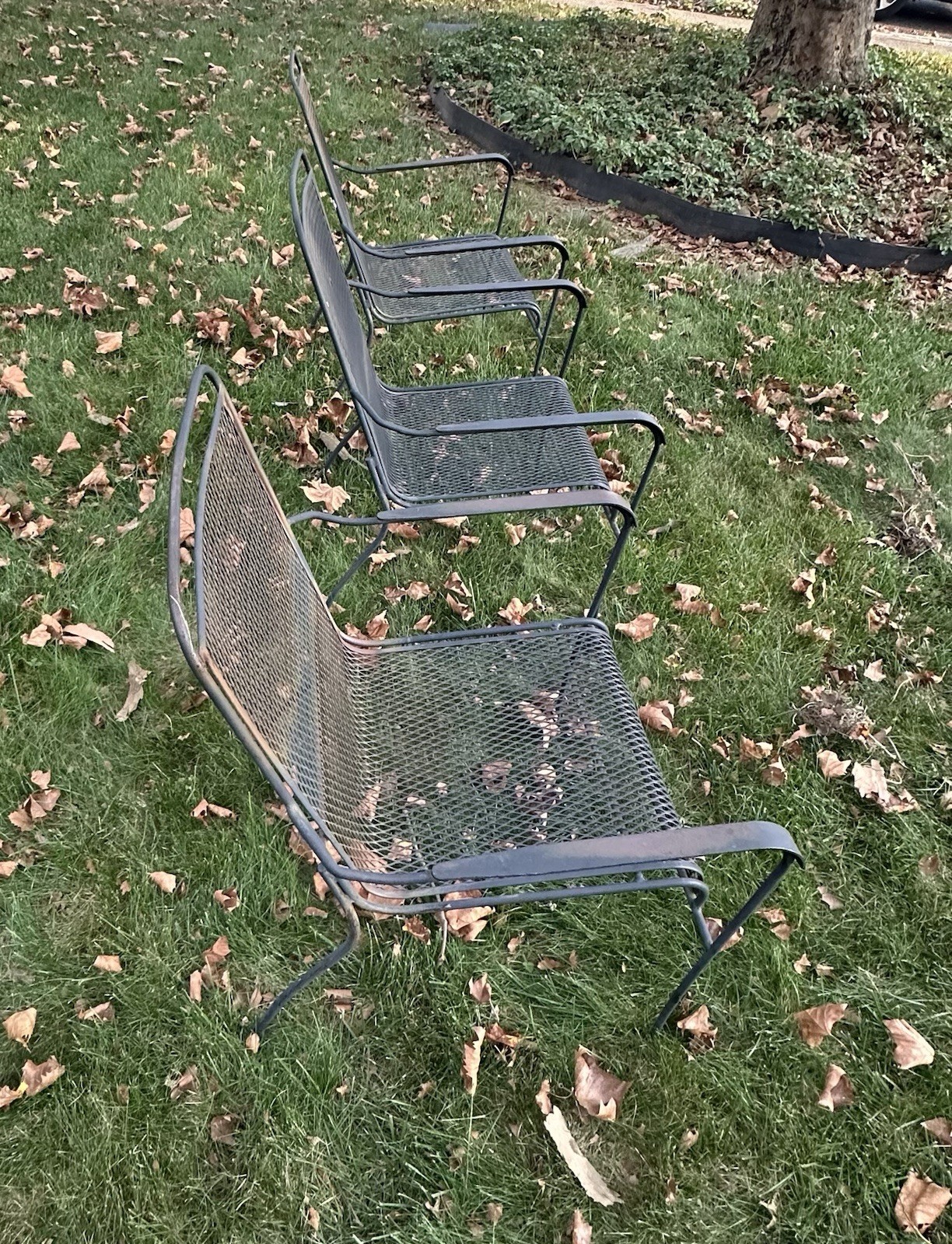 Set Of 3 Vintage Wrought Iron Patio Chairs With Arms Brand & Style Unknown