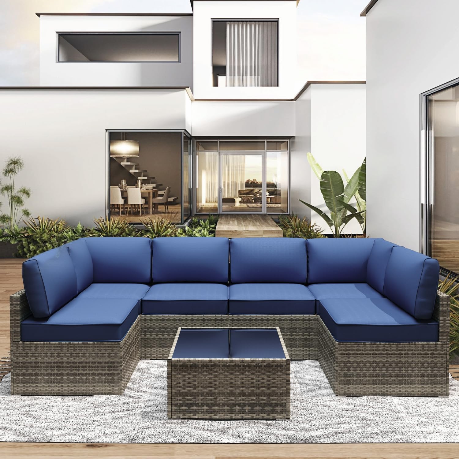Outdoor Replacement Cushions Patio Furniture,Water-Resistant Sofa Cushion Rattan