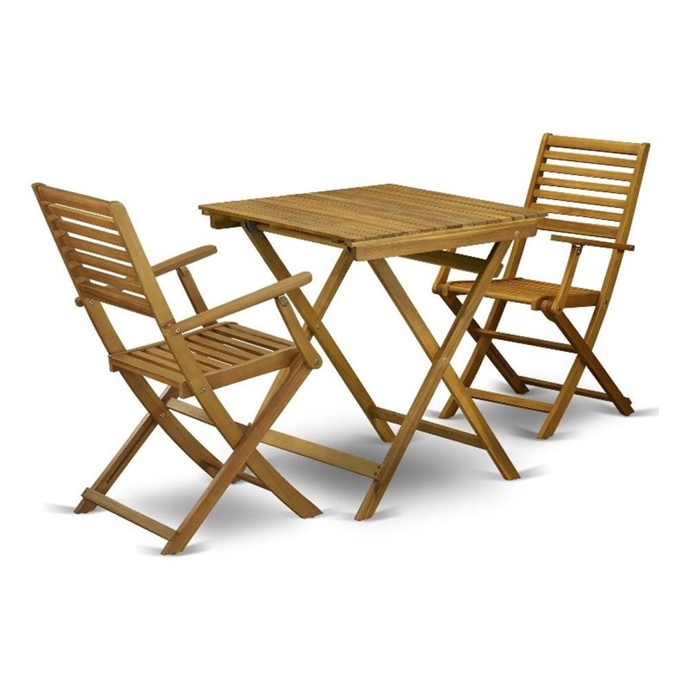 SEBS3CANA – Dining Table and 2 Outdoor Arm Chairs – Natural Oil Finish