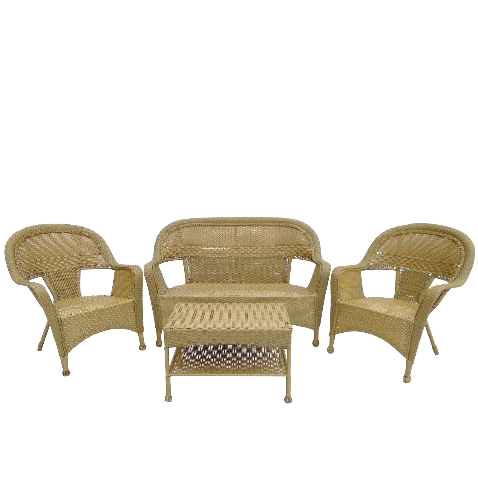 Northlight 4 Honey Brown Steel Resin Patio Furniture Set Loveseat 2 Chairs Table