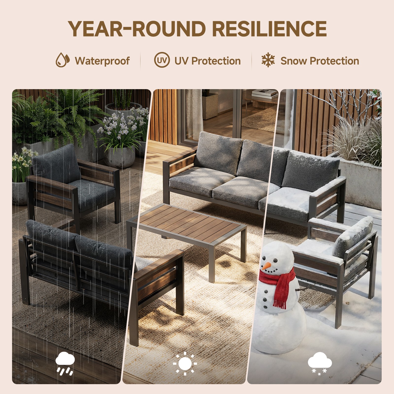 Aluminum Patio Furniture Set,Outdoor Metal Sofa for Patio Conversation Set