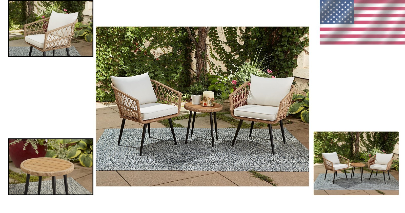 Hermosa 3-Piece Aluminum & Wicker Set – Perfect for Stylish Outdoor Relaxation