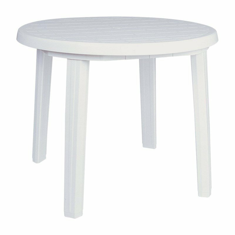 Compamia Ronda 36″ Round Resin Patio Dining Table in White