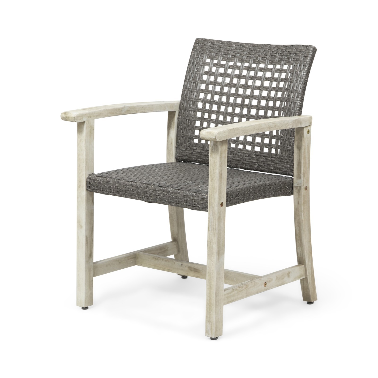 Set of 2 Wood and Wicker Dining Chairs, Natural Weave Side Chairs
