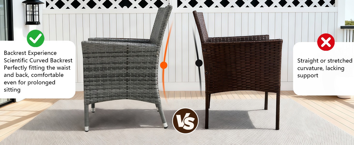 4PCS Wicker Patio Furniture Set | Patio Set with Rattan Chairs & Coffee Table