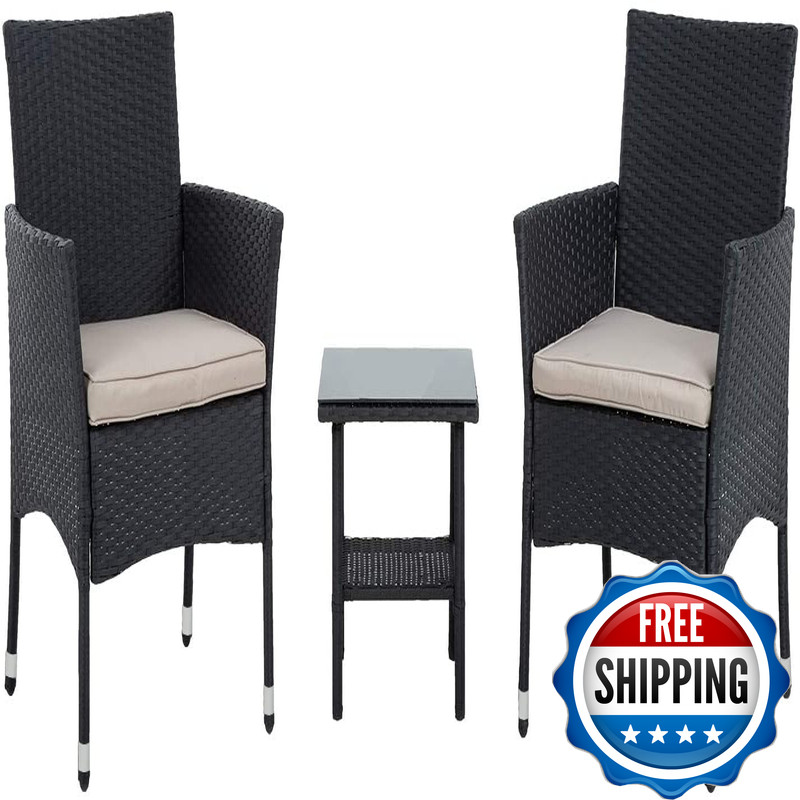 Fdw Patio Furniture Set 3 Piece Patio Chair Bistro Set Outdoor Rattan Chairs