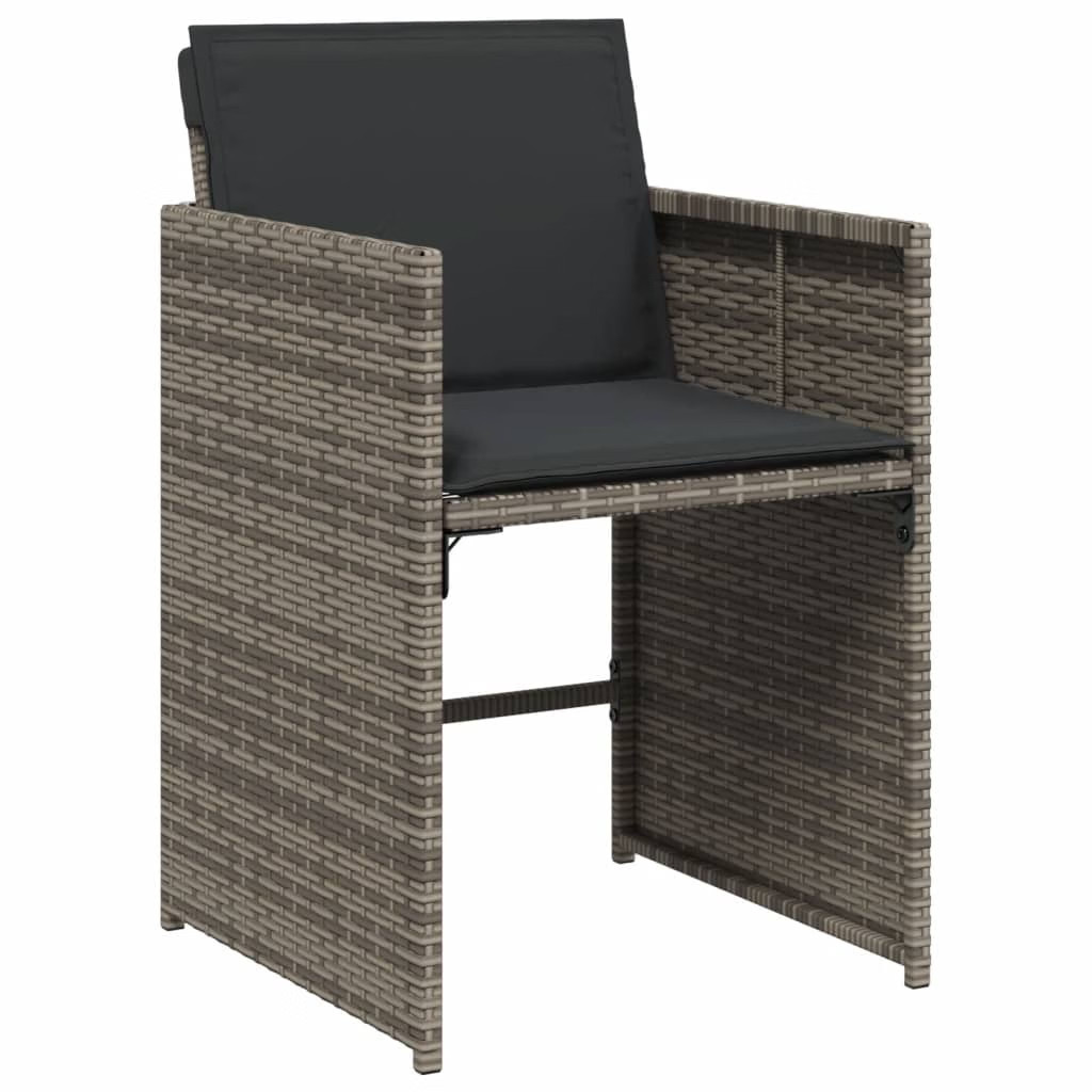 Patio Chairs with Cushions 4 pcs Gray Poly Rattan