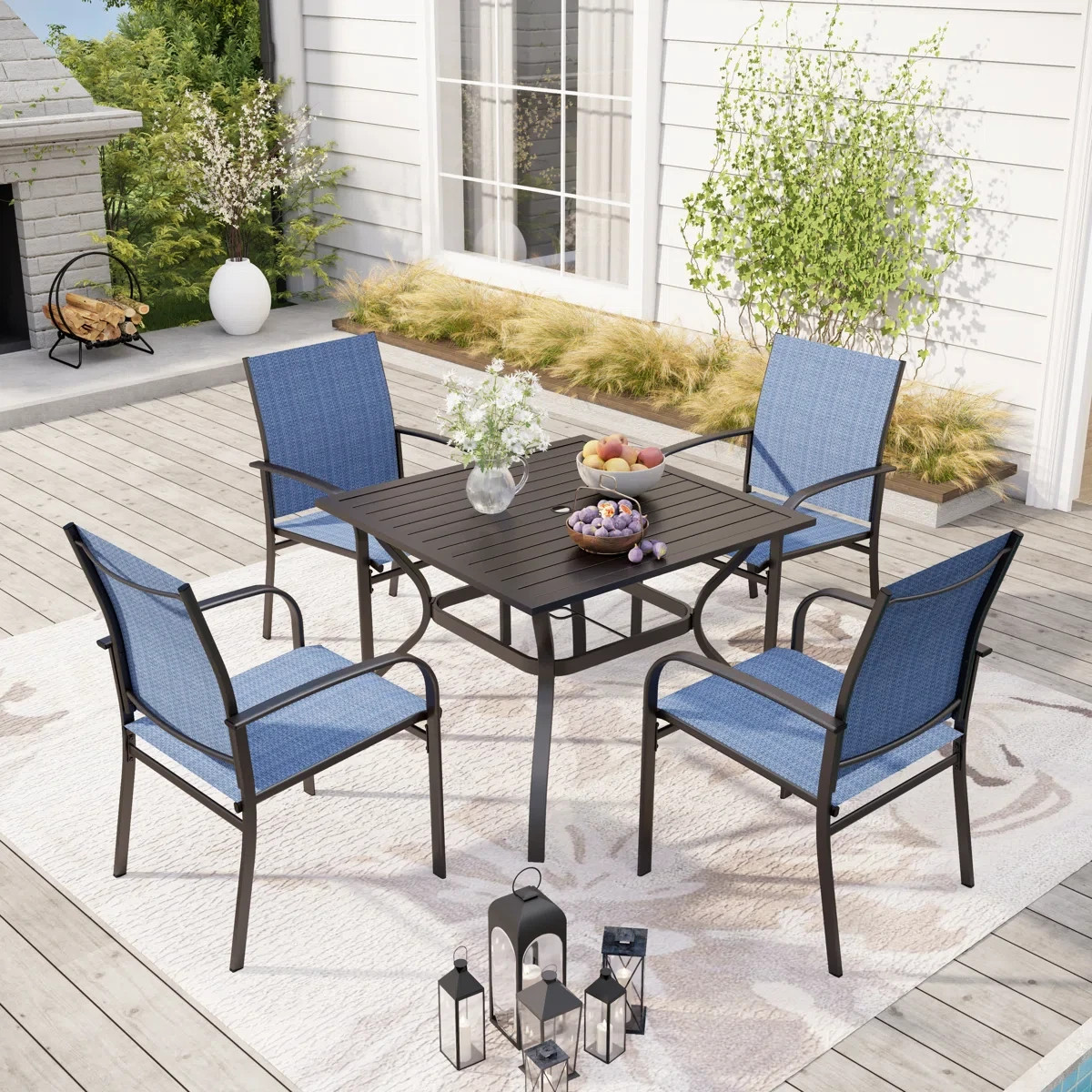 (REDUCED) Patio Dining Set (5pc) (Blue/Black) (Free Shipping)