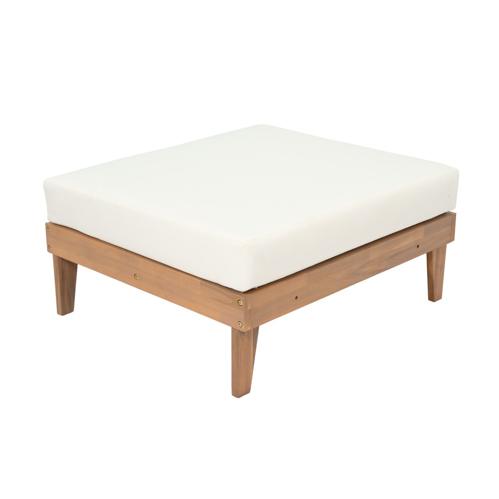 Acacia Wood Outdoor Convertible Sofa Daybed Patio Couch Backyard W/Beige Cushion