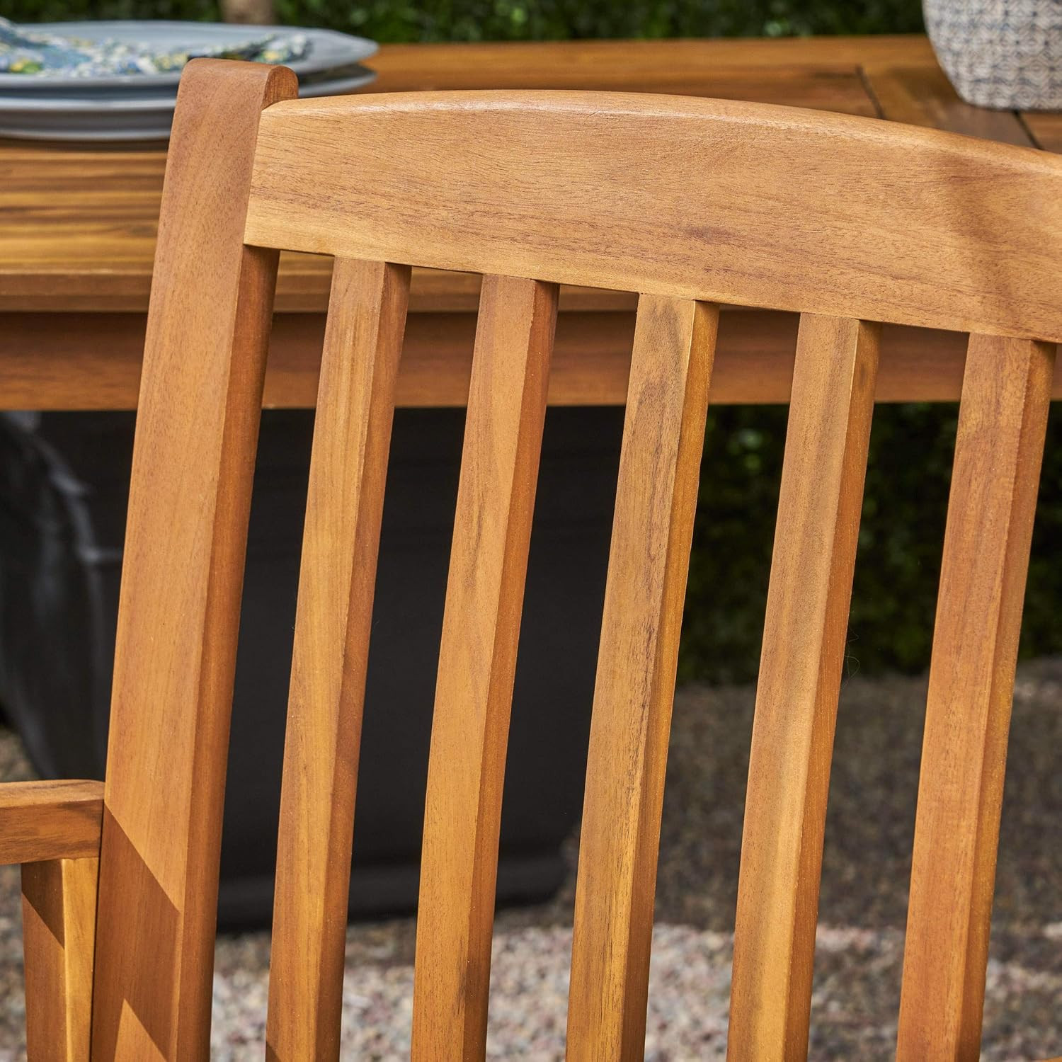 Great Deal Furniture Phoenix Acacia Patio Dining Chairs, Acacia Wood with Outdoo