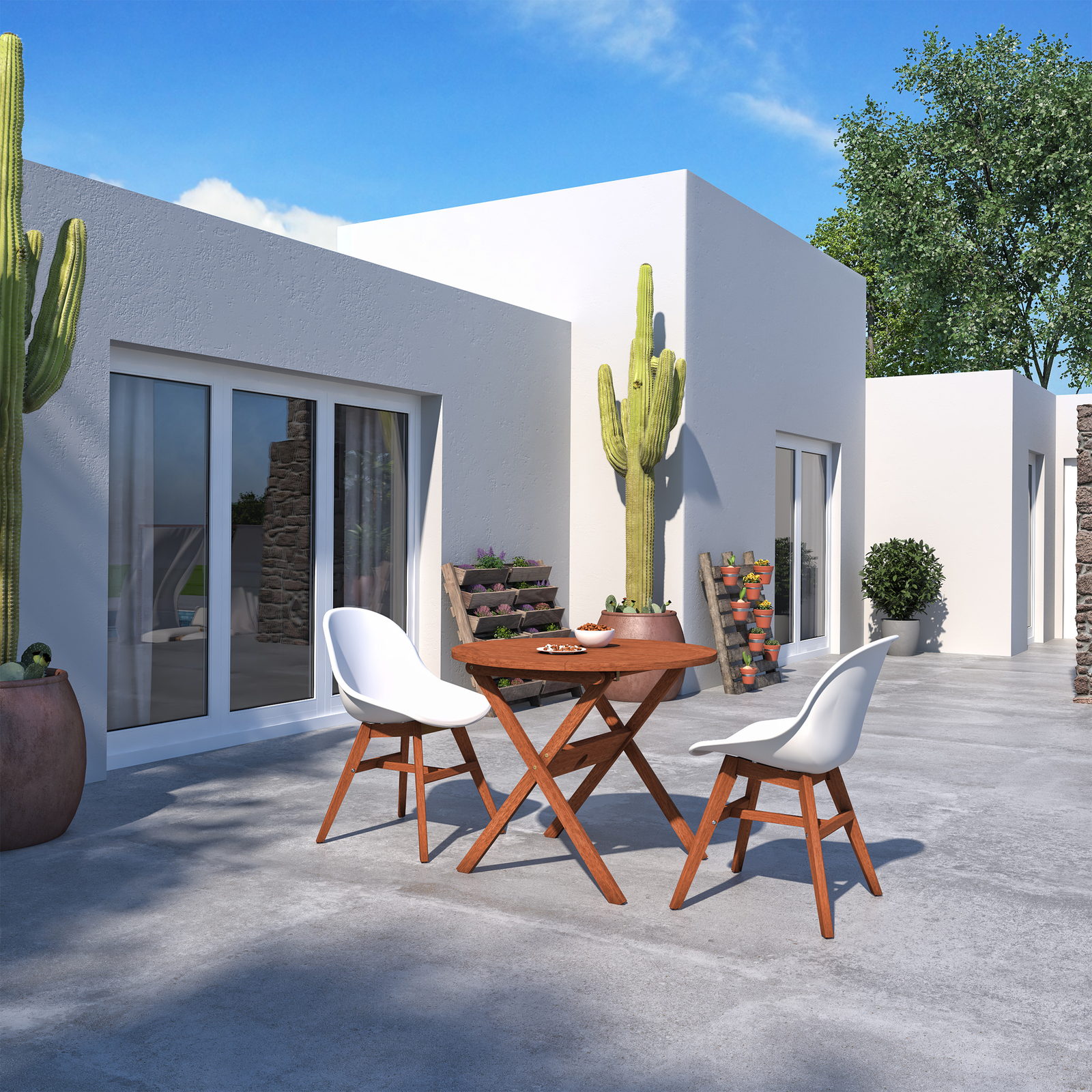 Amazonia Trooz 3-Piece Outdoor Dining Set | Eucalyptus | Ideal for Patios